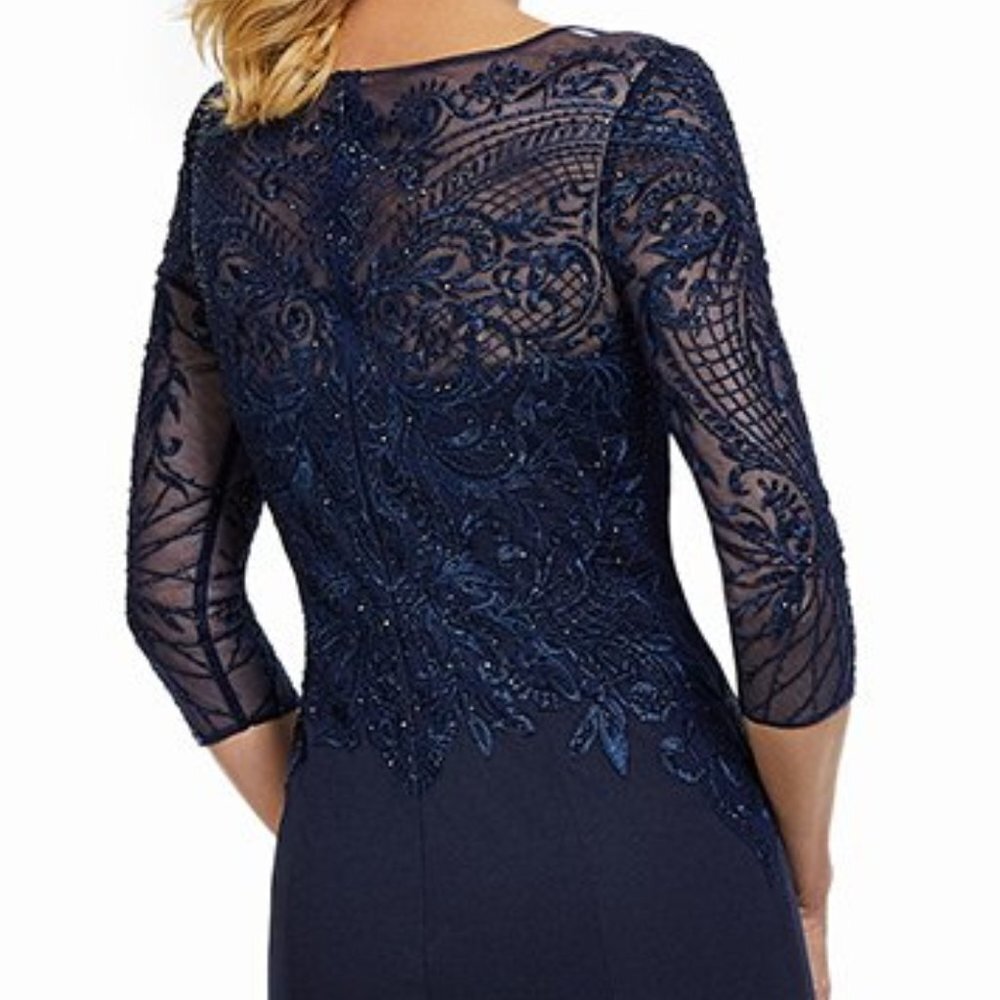 SALE NWT MGNY By Mori Lee 72020SC Jersey Mother of the Bride Dress Navy size 4 - Picture 2 of 6